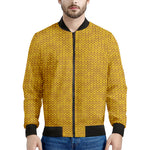 Yellow Knitted Pattern Print Men's Bomber Jacket