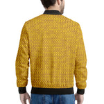 Yellow Knitted Pattern Print Men's Bomber Jacket