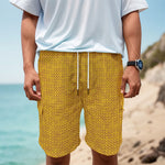 Yellow Knitted Pattern Print Men's Cargo Shorts