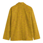 Yellow Knitted Pattern Print Men's Cotton Blazer
