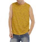 Yellow Knitted Pattern Print Men's Fitness Tank Top