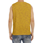 Yellow Knitted Pattern Print Men's Fitness Tank Top