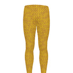 Yellow Knitted Pattern Print Men's leggings