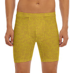Yellow Knitted Pattern Print Men's Long Boxer Briefs