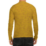 Yellow Knitted Pattern Print Men's Long Sleeve Rash Guard