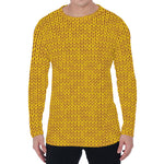 Yellow Knitted Pattern Print Men's Long Sleeve T-Shirt