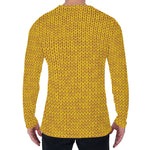 Yellow Knitted Pattern Print Men's Long Sleeve T-Shirt