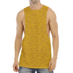 Yellow Knitted Pattern Print Men's Muscle Tank Top