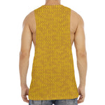 Yellow Knitted Pattern Print Men's Muscle Tank Top