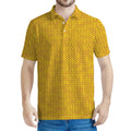 Yellow Knitted Pattern Print Men's Polo Shirt
