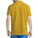 Yellow Knitted Pattern Print Men's Polo Shirt