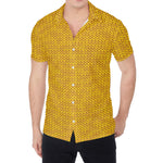 Yellow Knitted Pattern Print Men's Shirt