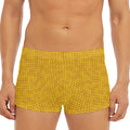 Yellow Knitted Pattern Print Men's Short Boxer Briefs