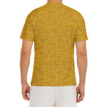 Yellow Knitted Pattern Print Men's Short Sleeve Rash Guard