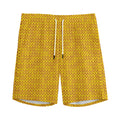 Yellow Knitted Pattern Print Men's Athletic Shorts