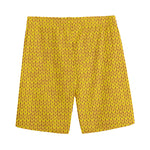Yellow Knitted Pattern Print Men's Sports Shorts