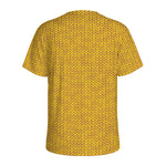 Yellow Knitted Pattern Print Men's Sports T-Shirt