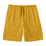 Yellow Knitted Pattern Print Men's Swim Trunks