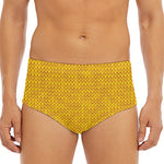 Yellow Knitted Pattern Print Men's Triangle Swim Briefs