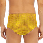 Yellow Knitted Pattern Print Men's Triangle Swim Briefs