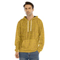Yellow Knitted Pattern Print Men's Velvet Pullover Hoodie