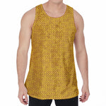 Yellow Knitted Pattern Print Men's Velvet Tank Top