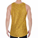 Yellow Knitted Pattern Print Men's Velvet Tank Top