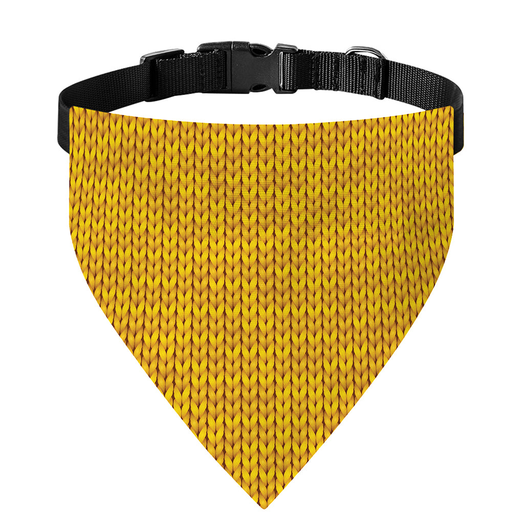 Yellow Knitted Pattern Print Over The Collar Dog Bandana