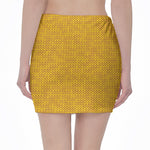 Yellow Knitted Pattern Print Pencil Mini Skirt