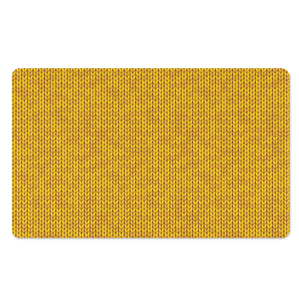 Yellow Knitted Pattern Print Polyester Doormat
