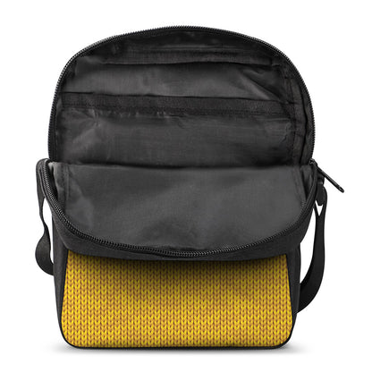 Yellow Knitted Pattern Print Rectangular Crossbody Bag