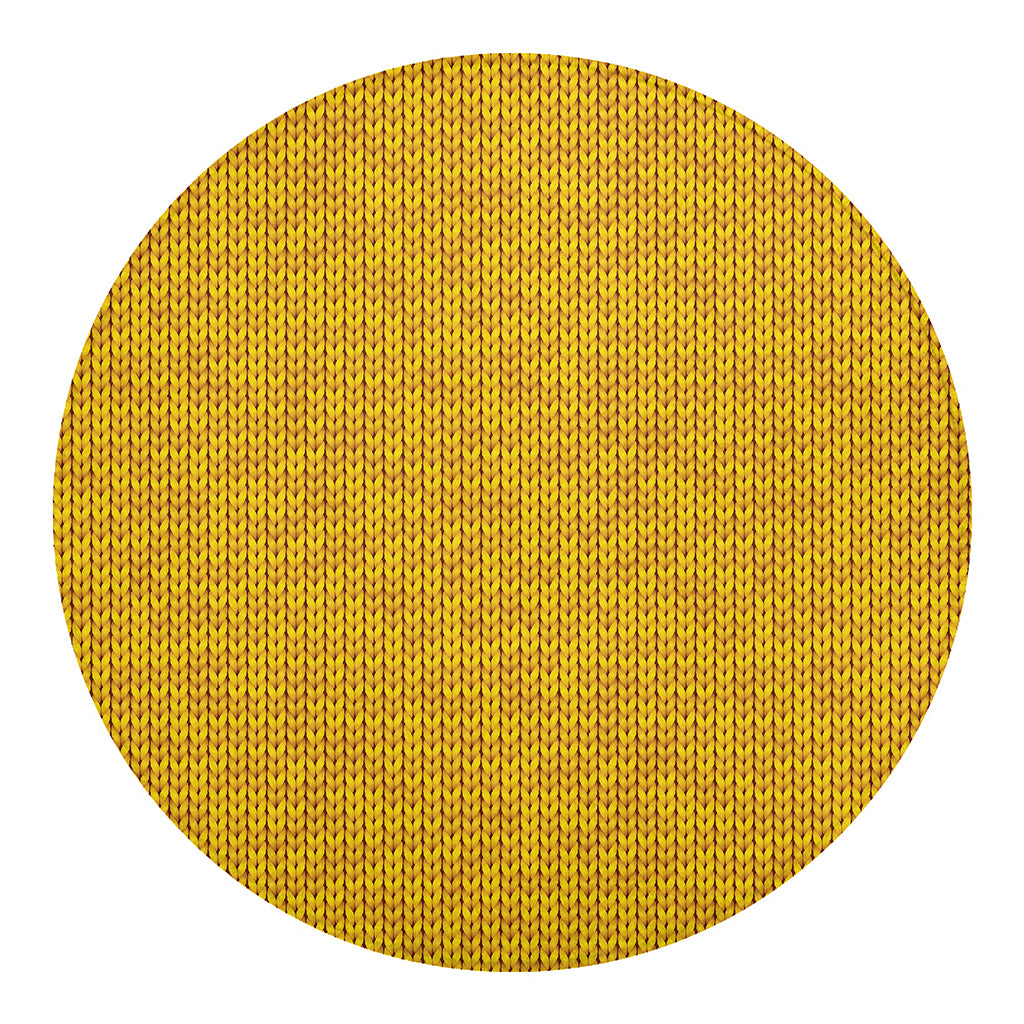 Yellow Knitted Pattern Print Round Blanket