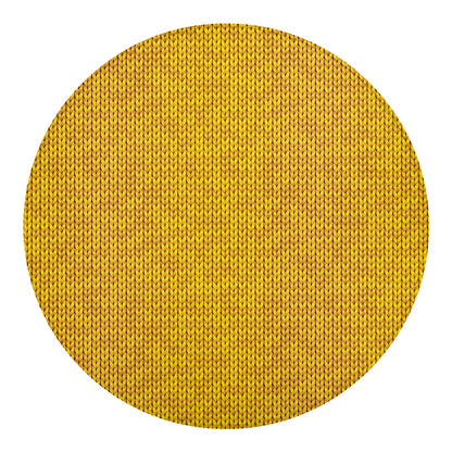 Yellow Knitted Pattern Print Round Blanket