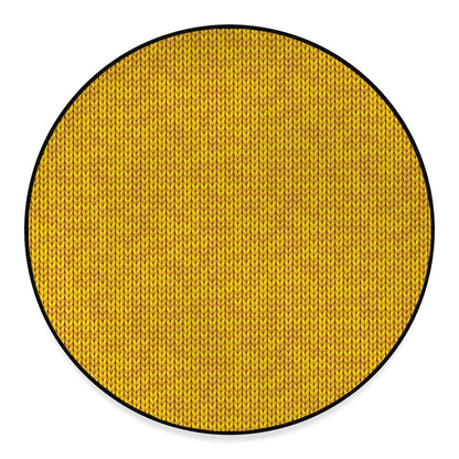 Yellow Knitted Pattern Print Round Floor Mat