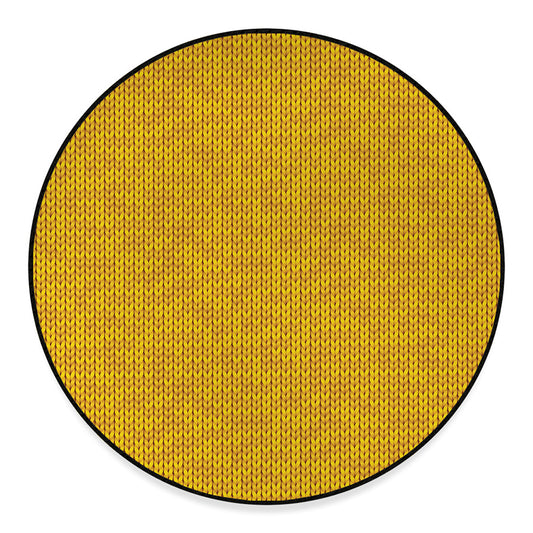 Yellow Knitted Pattern Print Round Floor Mat