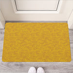 Yellow Knitted Pattern Print Rubber Doormat