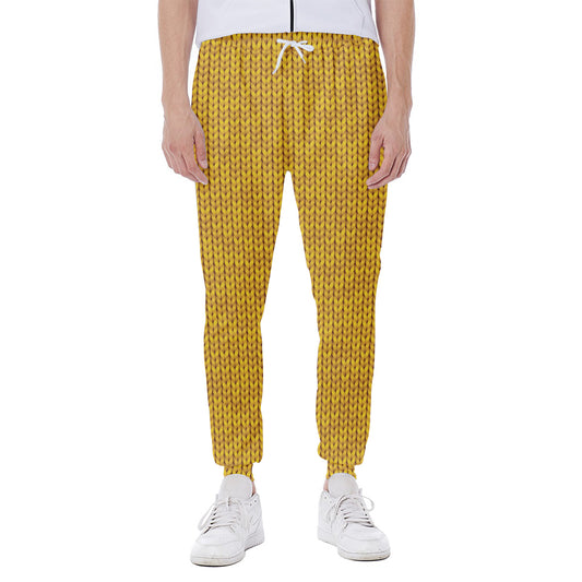 Yellow Knitted Pattern Print Scuba Joggers