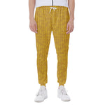 Yellow Knitted Pattern Print Scuba Joggers