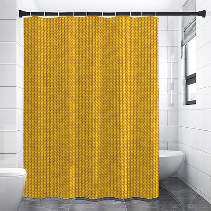 Yellow Knitted Pattern Print Shower Curtain