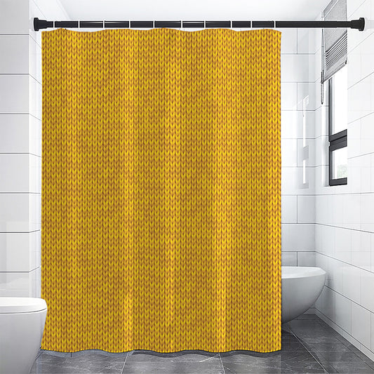 Yellow Knitted Pattern Print Shower Curtain