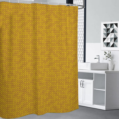 Yellow Knitted Pattern Print Shower Curtain