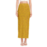 Yellow Knitted Pattern Print Side Slit Maxi Skirt