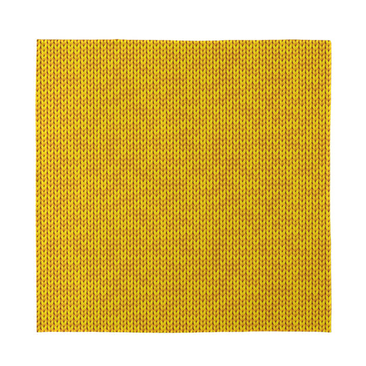 Yellow Knitted Pattern Print Silk Bandana