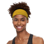 Yellow Knitted Pattern Print Sports Headband