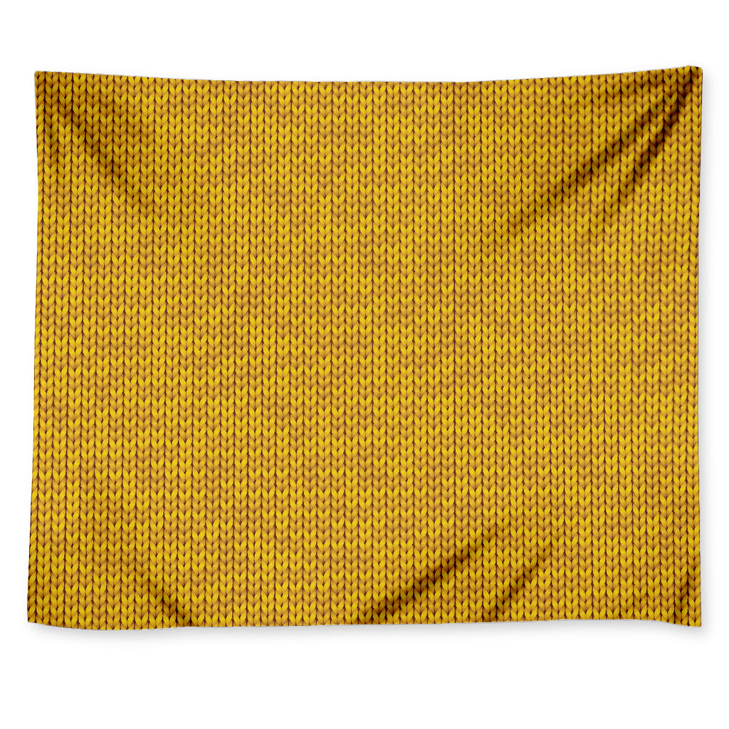 Yellow Knitted Pattern Print Tapestry