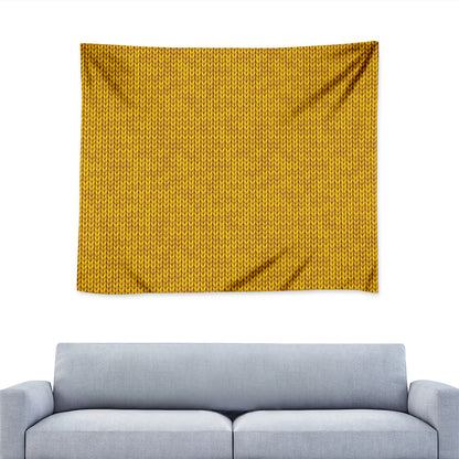 Yellow Knitted Pattern Print Tapestry