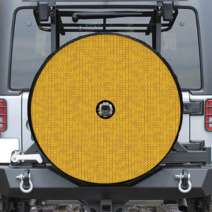 Yellow Knitted Pattern Print Tire Cover With Camera Hole