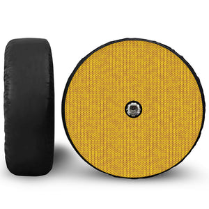 Yellow Knitted Pattern Print Tire Cover With Camera Hole