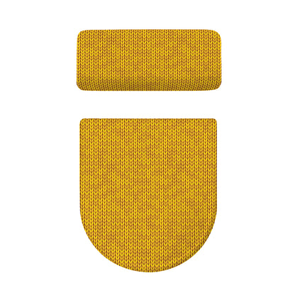 Yellow Knitted Pattern Print Toilet Lid And Tank Cover Set