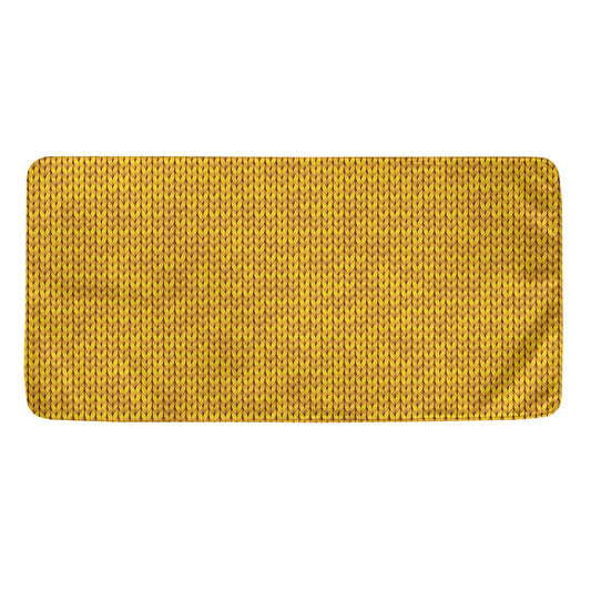 Yellow Knitted Pattern Print Towel
